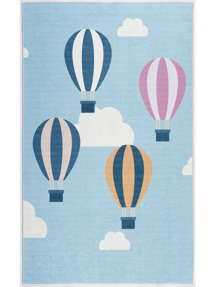 Teppich, Luftballons, hellblau/multi, print, 100x160 cm