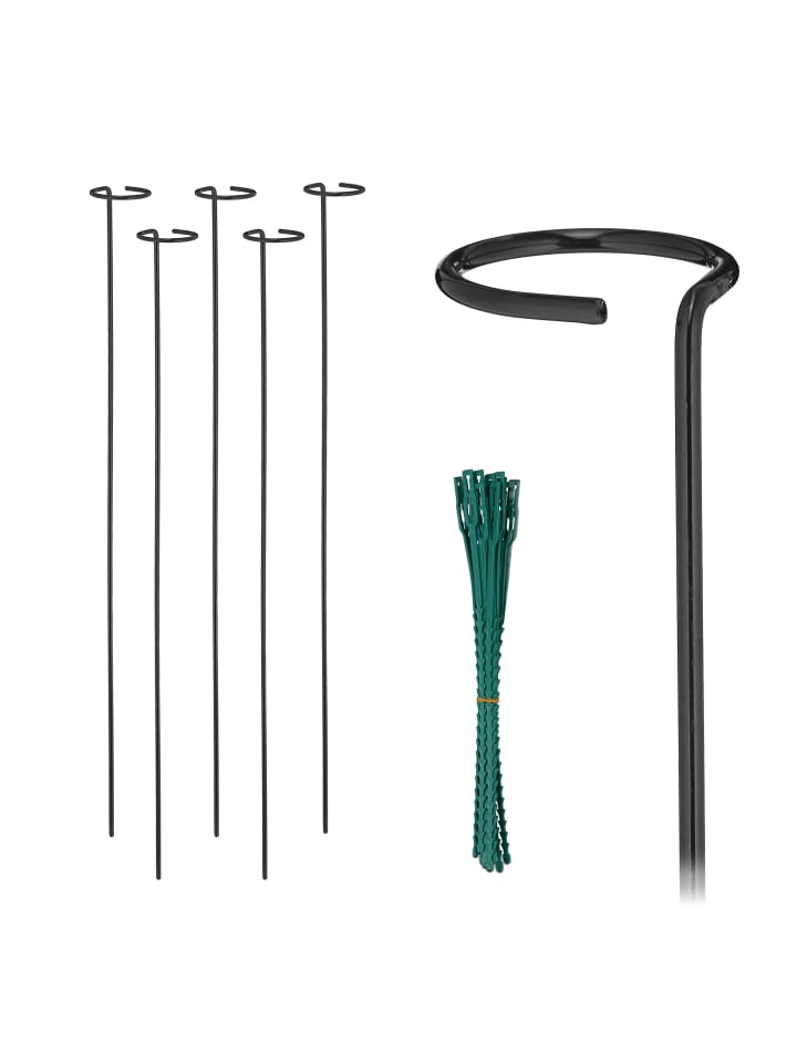 6 x Pflanzstäbe in Schwarz - 80 cm