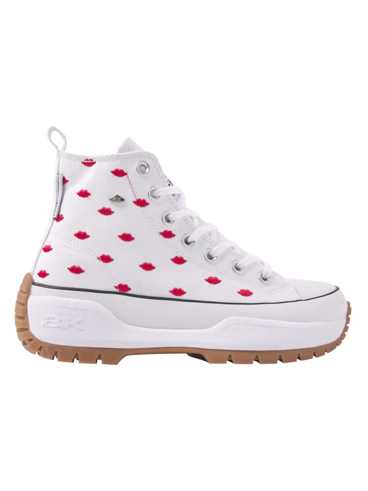 Sneaker Kaya mid fly in weiss/rote lippen