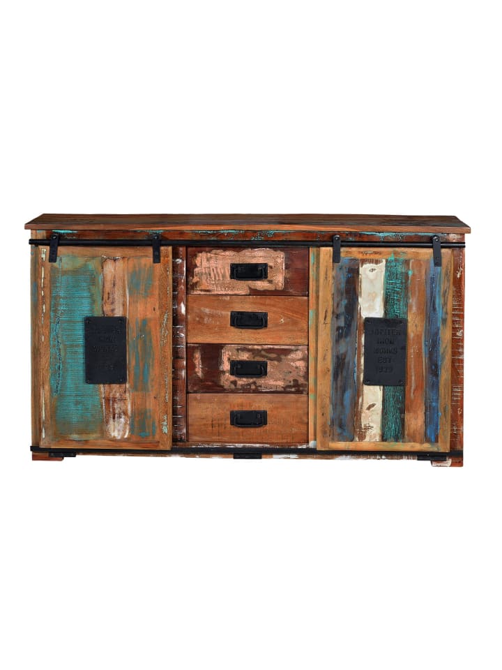 Sideboard aus recyceltem Holz in Multicolored