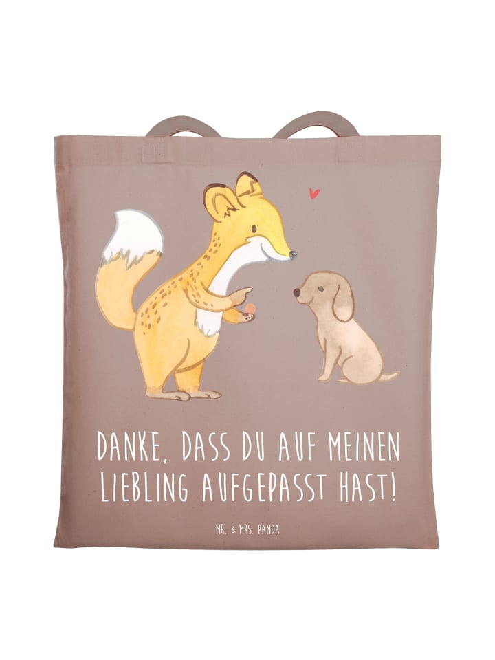 Tragetasche Dank an Hundesitter mit Spruch in Braun Pastell
