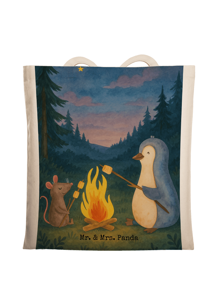 Umhängetasche Pinguin Lagerfeuer Design ohne Sp... in Weiß