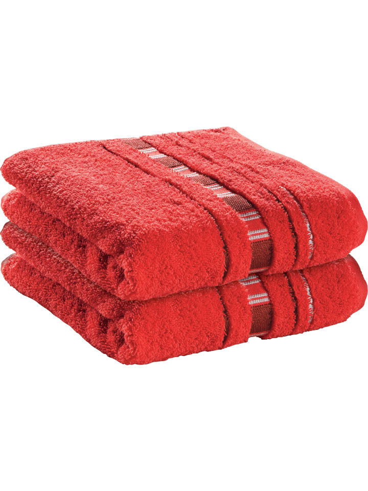 Frottier Handtuch 2er-Pack Achern in rot