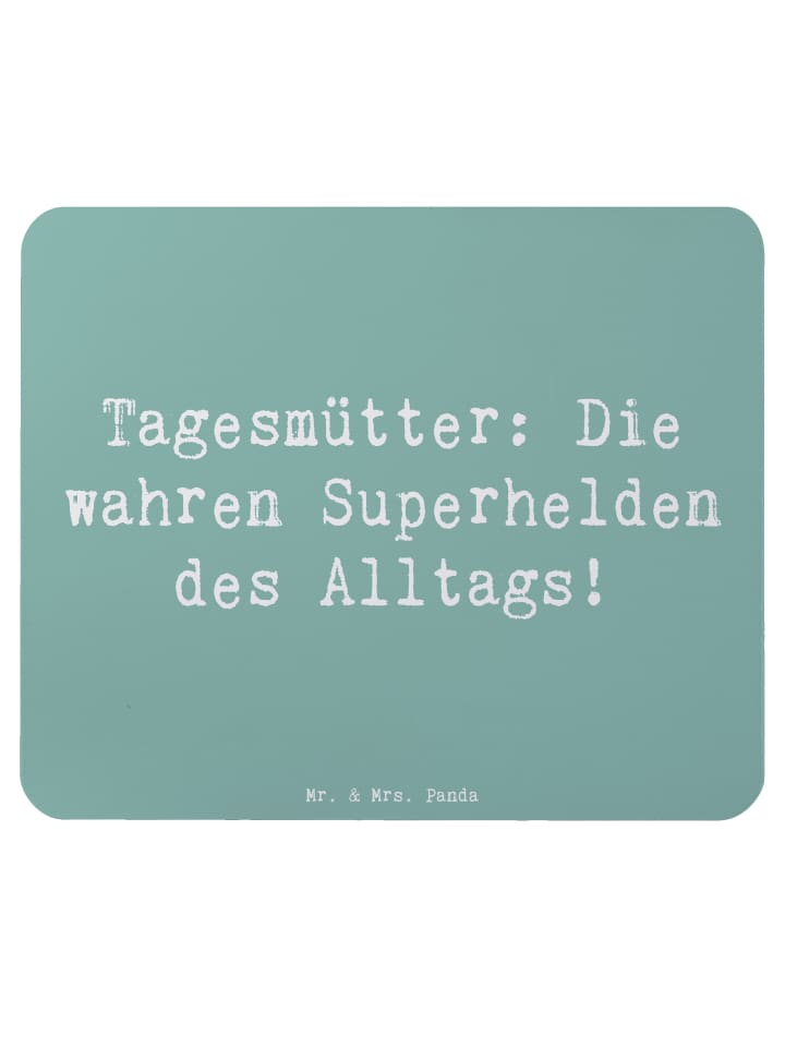 Mouse-Pad Spruch Tagesmutter Superheld mit Spruch in Meeresbrise
