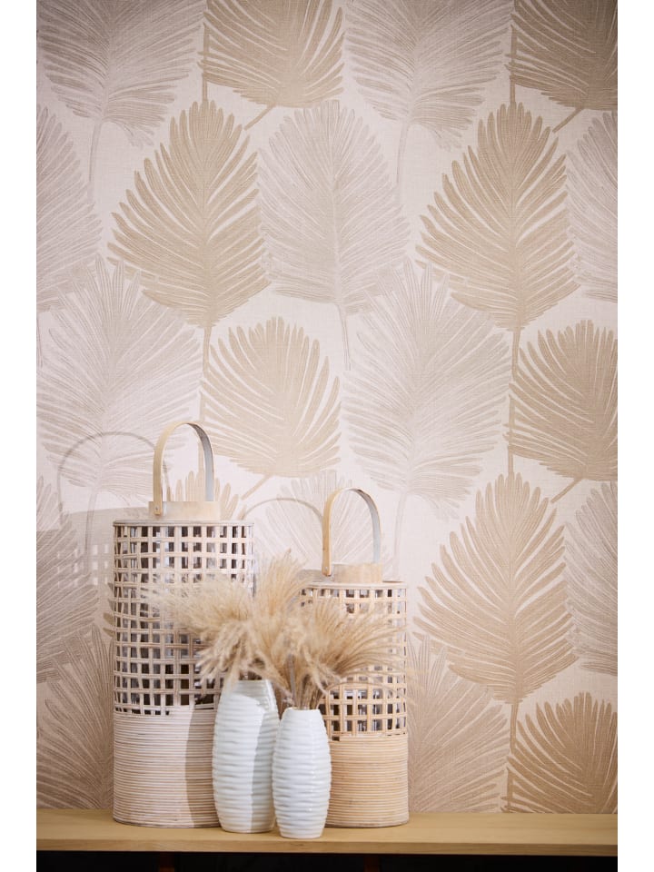 Tapete Palm Serenity in Sandbeige