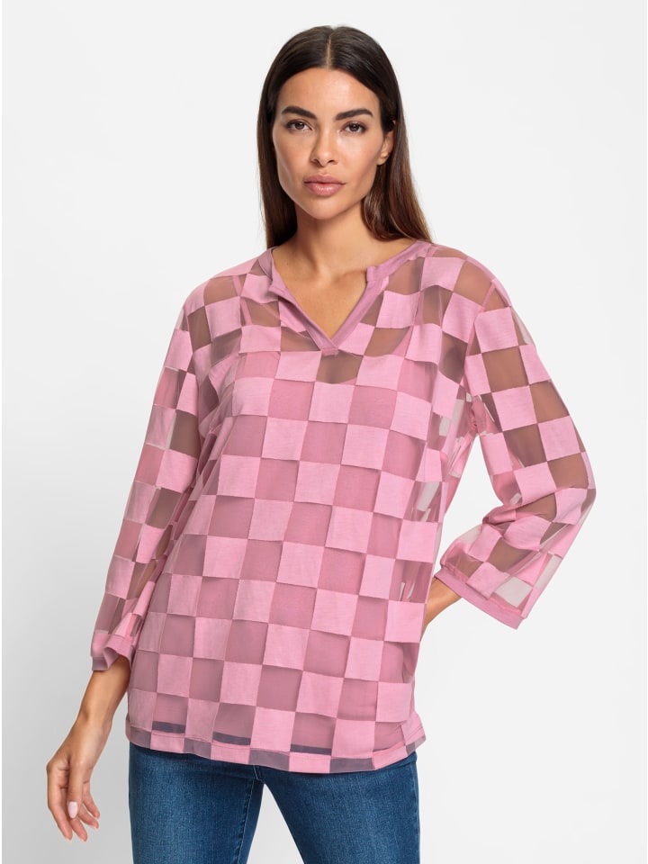 Bluse in altrosa-kariert