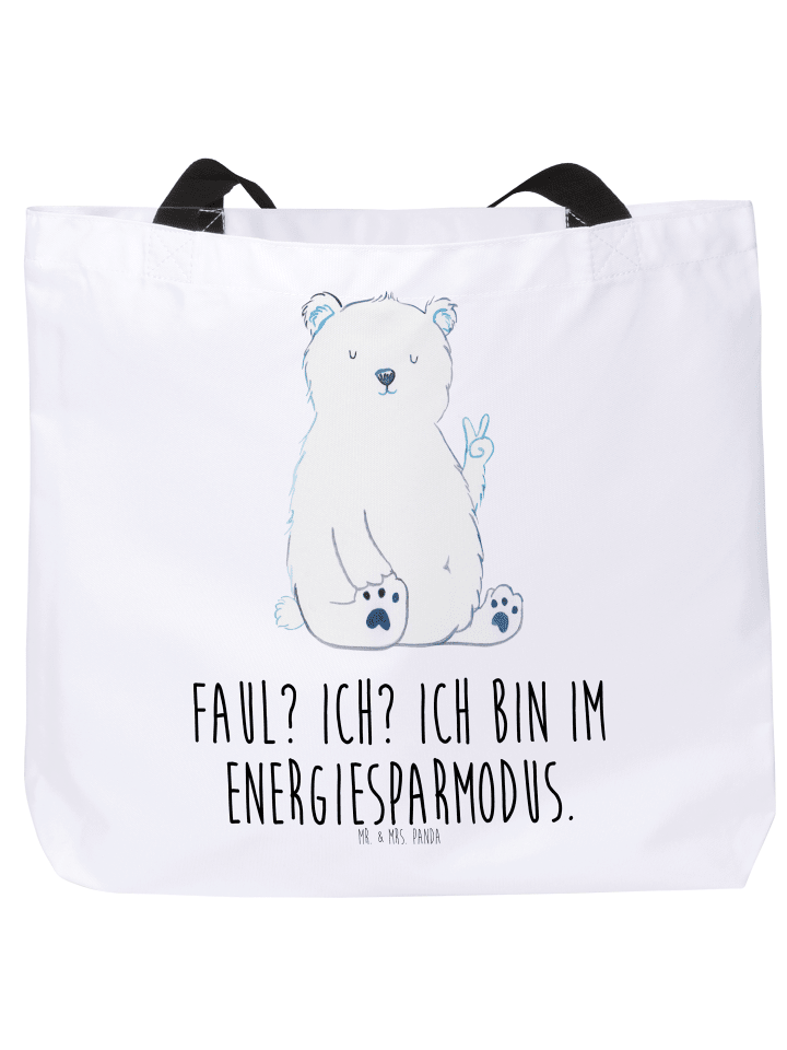 Damen Schultertasche Eisbär Faul mit Spruch in Weiß