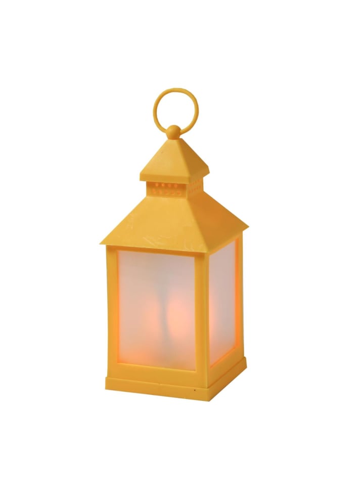 LED Laterne mit Flammeneffekt H: 24cm in gelb