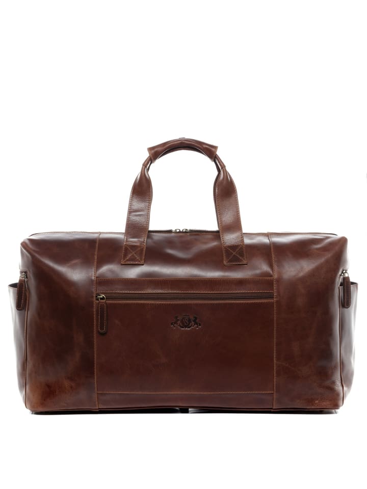 Leder-Reisetasche echt Leder Weekender groß XL-braun BRISTOL in braun