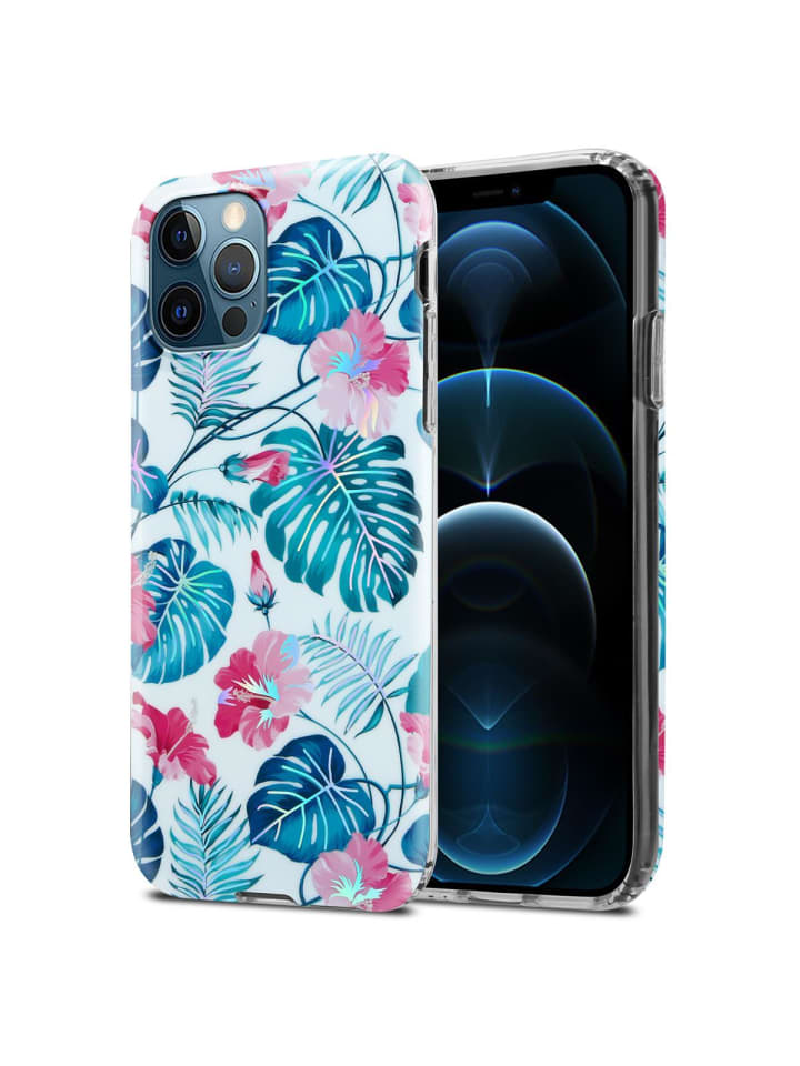 Hülle für Apple iPhone 12 PRO MAX Blumen Muster in SCHILDKRÖTENBLÄTTER