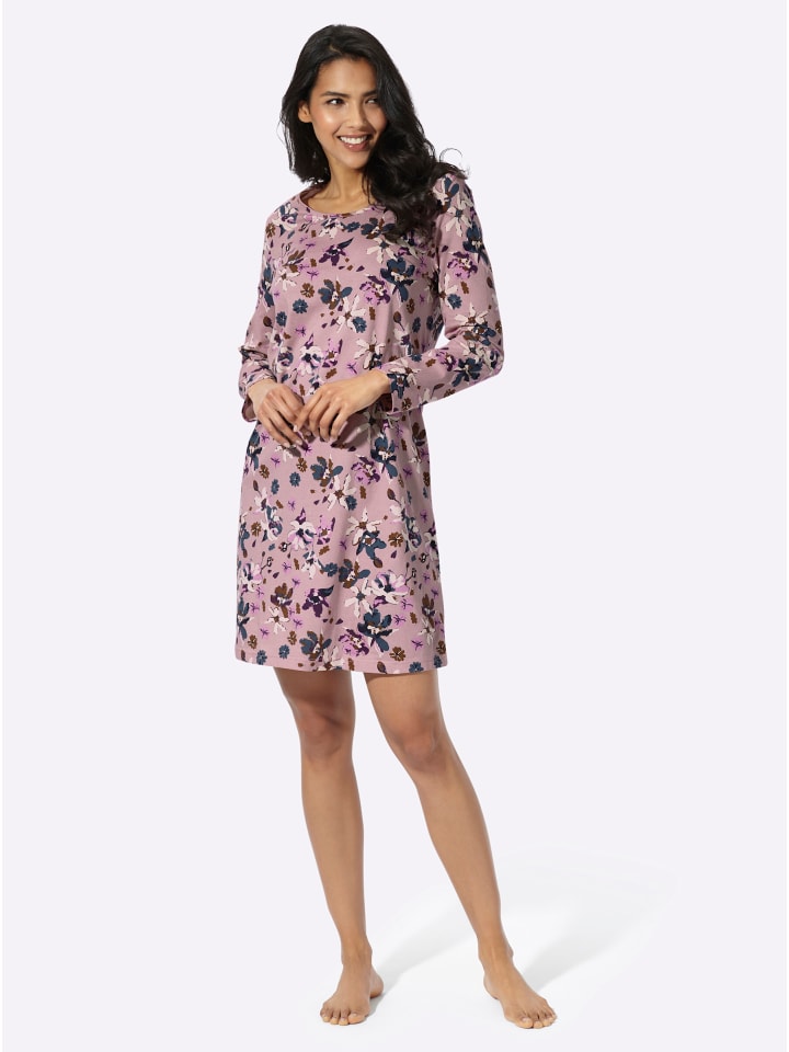Nachthemd in mauve-bedruckt