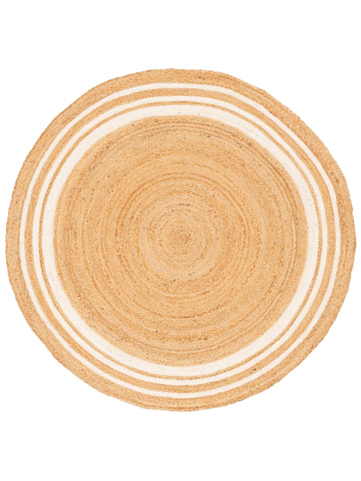 Jute Teppich Salsa Streifen Rund in creme