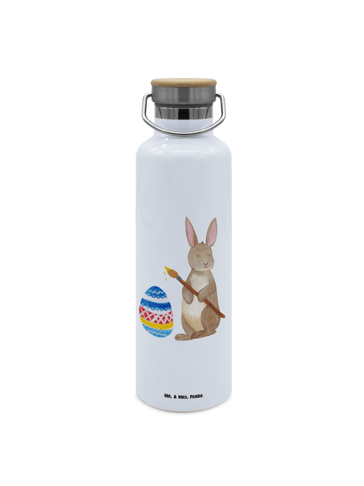Trinkflasche Hase Eier Malen ohne Spruch in Weiß