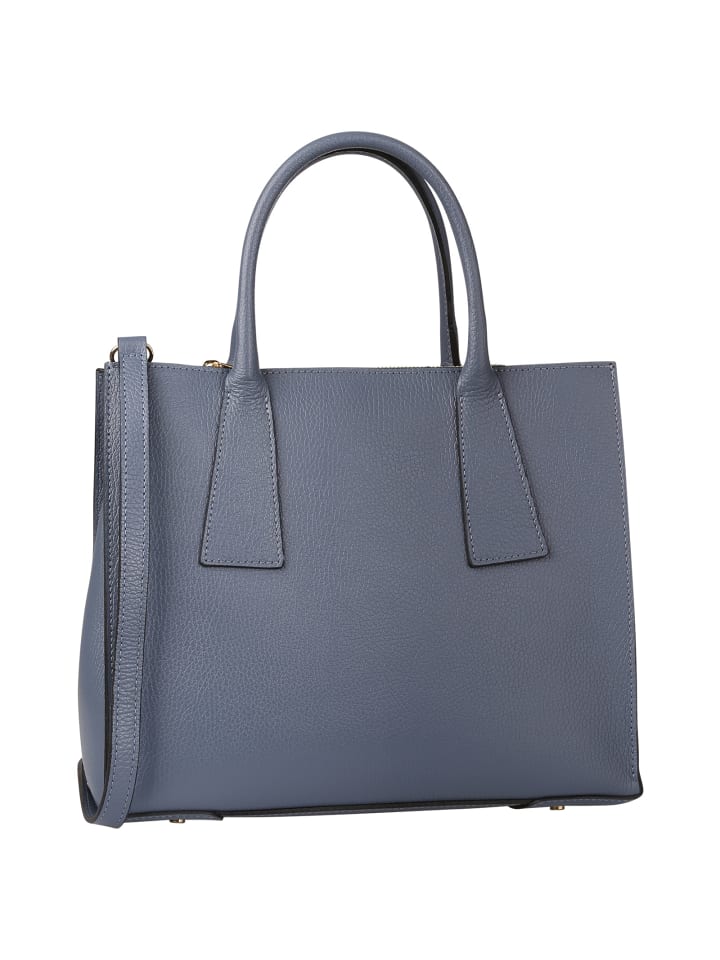 Leder Handtasche Toscanto Tasche blau, grau ca. 32cm