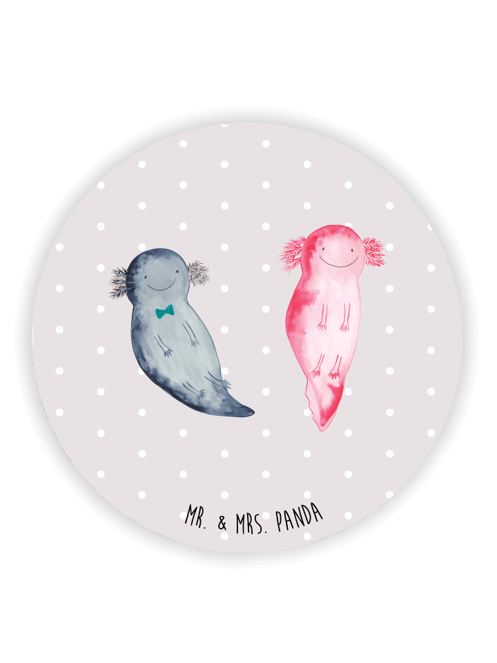 Rund Magnet Axolotl Freundin ohne Spruch in Grau Pastell