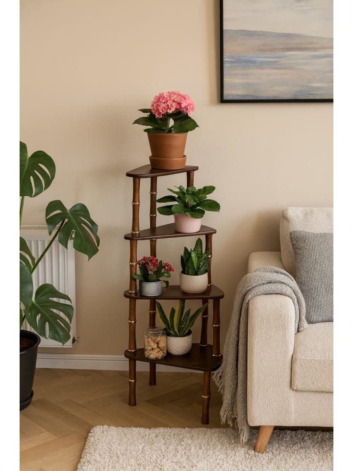 Blumenständer Treppe in nussbaumfarben