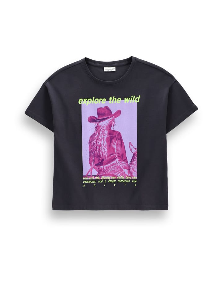 Baumwoll-T-Shirt mit kurzen Ärmeln in schwarzgrau