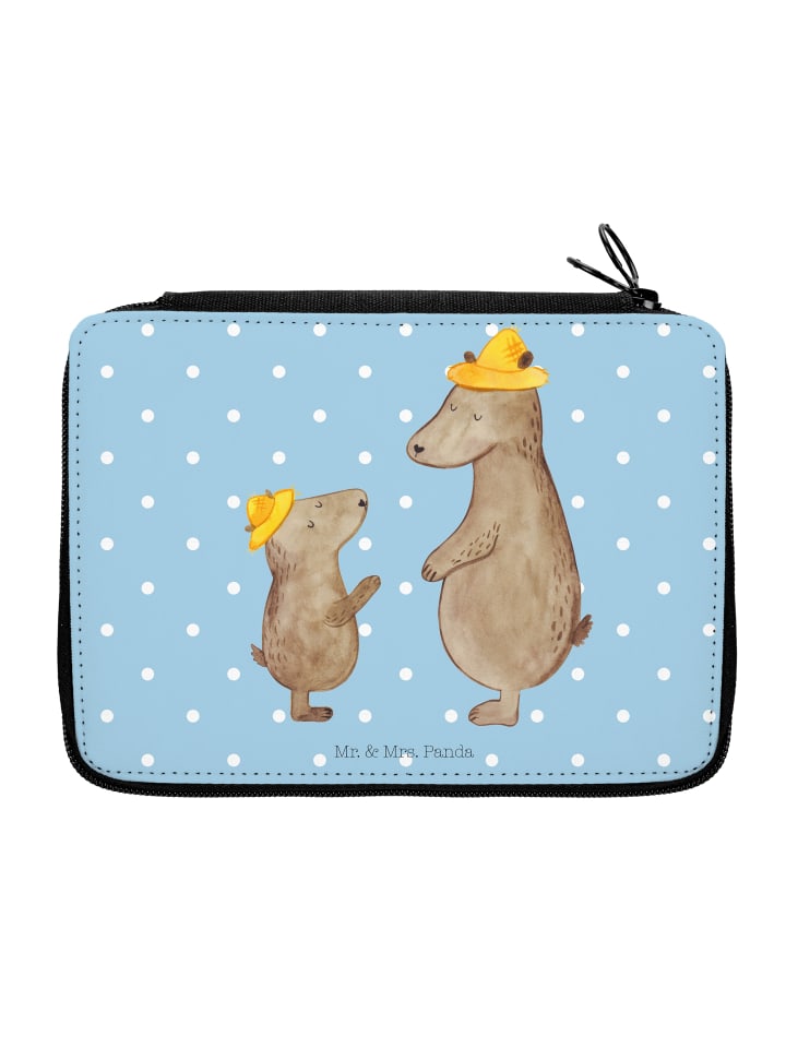 Federtasche Bären mit Hut ohne Spruch in Blau Pastell