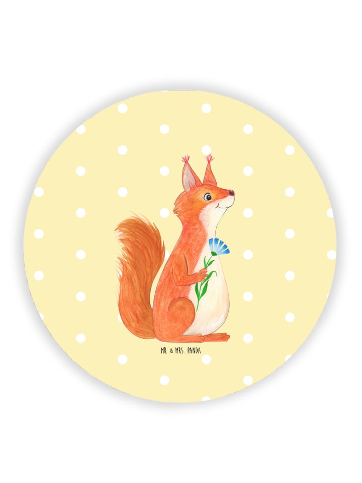 Magnet Eichhörnchen Blume ohne Spruch in Gelb Pastell