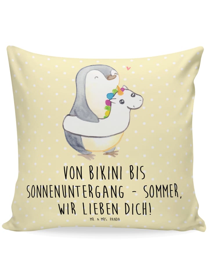 Kissen 40x40 Sommer Meer Strand mit Spruch in Gelb Pastell
