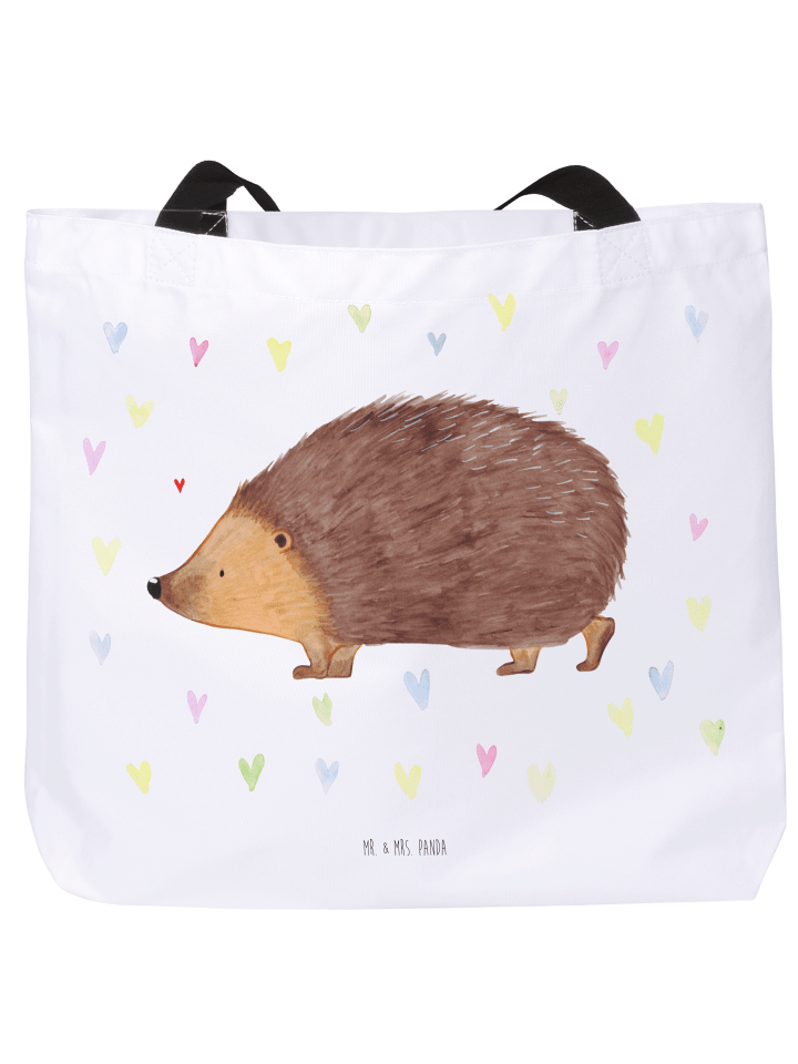 Totebag Igel Herzen ohne Spruch in Weiß