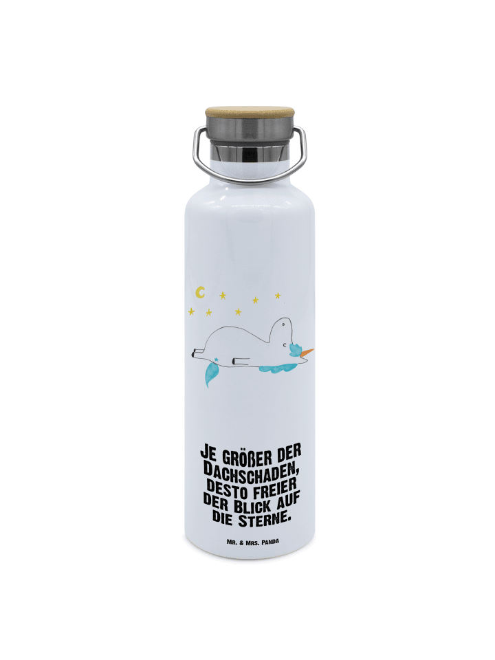 Trinkflasche Einhorn Sternenhimmel mit Spruch in Weiß