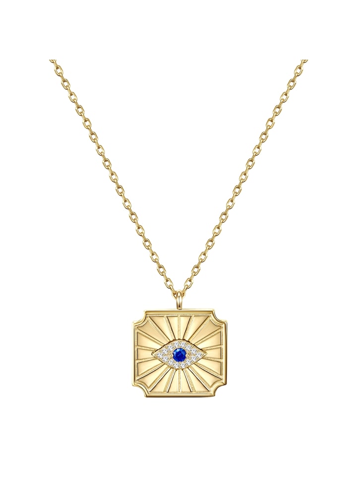 Halskette Allsehendes Auge aus Sterling Silber mit Zirkonia in gelbgold
