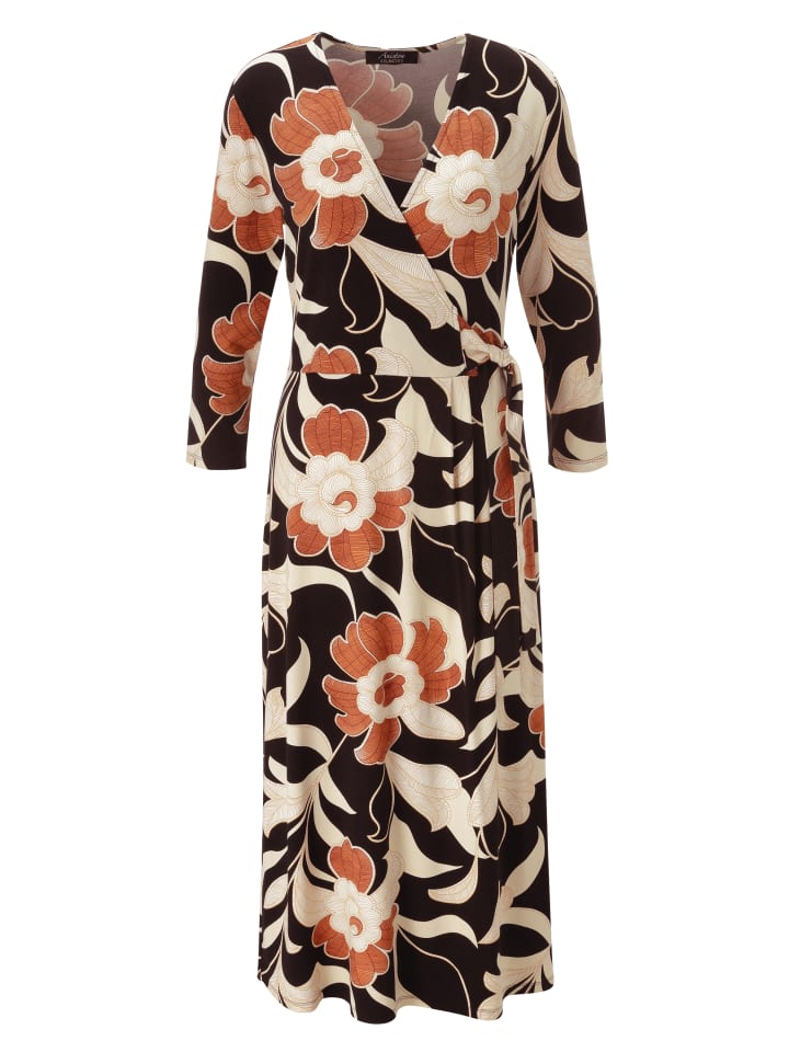Jerseykleid in camel-terra-natur-ockergelb-schwarz