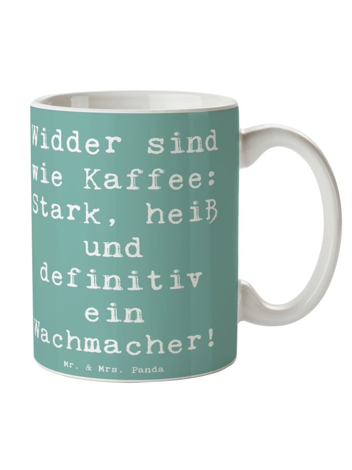Kaffeetasse Spruch Widder Power mit Spruch in Meeresbrise