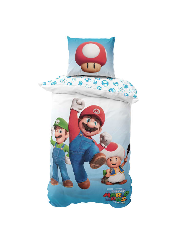 Bettwäsche-Set "Nintendo Super Mario" in Weiß / Blau