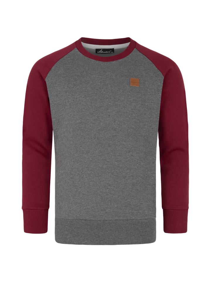 Sweatshirt mit Rundhalsausschnitt MILWAUKEE in Anthrazit/Bordeaux