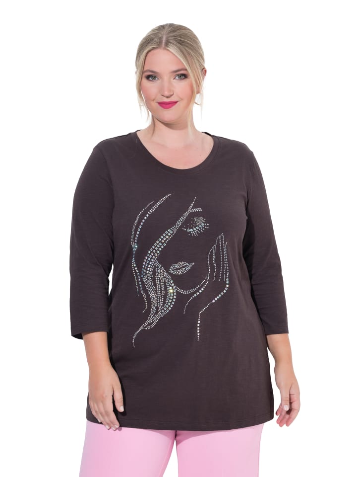 Langarmshirt in mahagoni