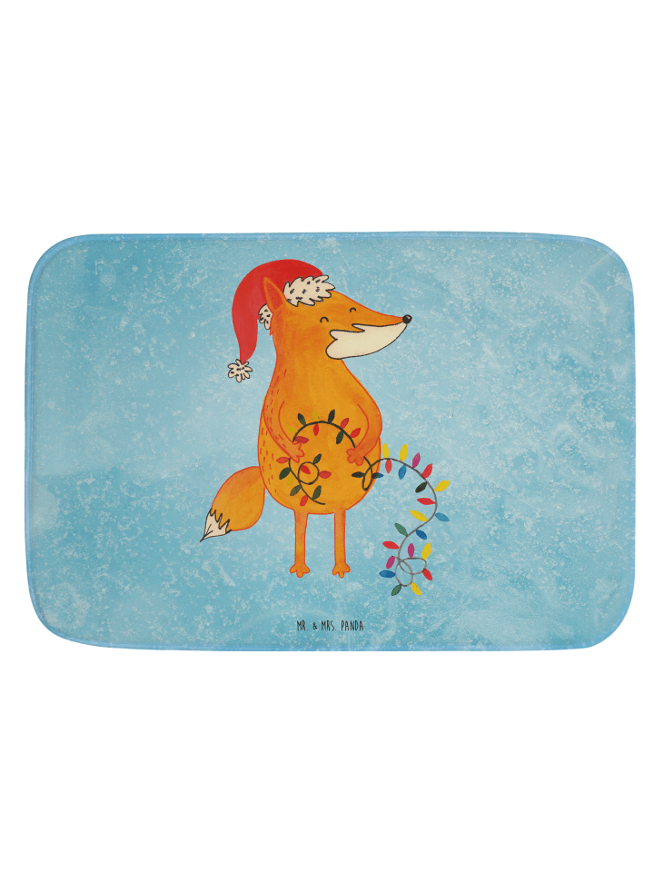Badeteppich Fuchs Weihnachten ohne Spruch in Eisblau