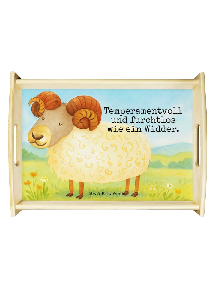 Tablett Sternzeichen Widder Design mit Spruch in Weiß
