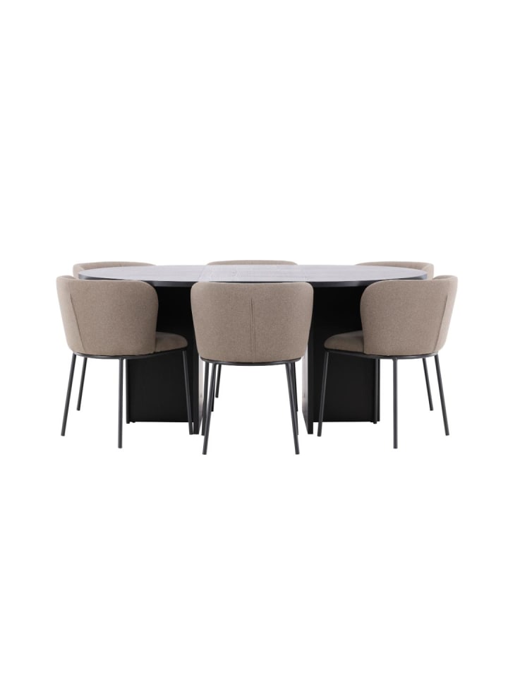 Essgruppe Strada (6-teilig) Schwarz 120 x 120 cm