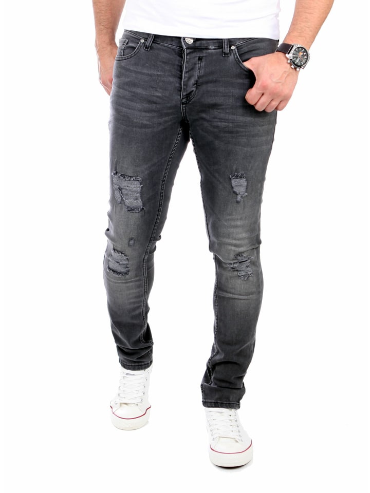 Jeans Destroyed Stretch Denim in schwarz