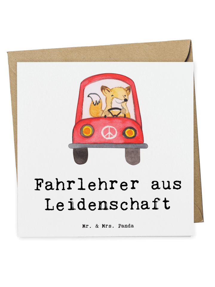 Doppelkarte Fahrlehrer Leidenschaft mit Spruch in Weiß