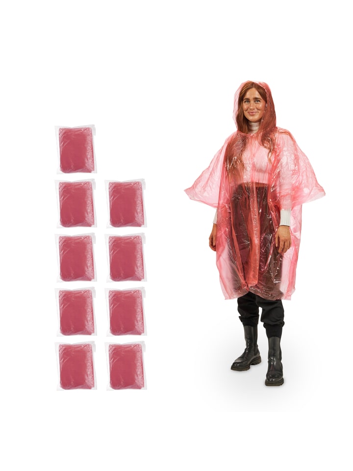 10 x Regenponcho in Rot