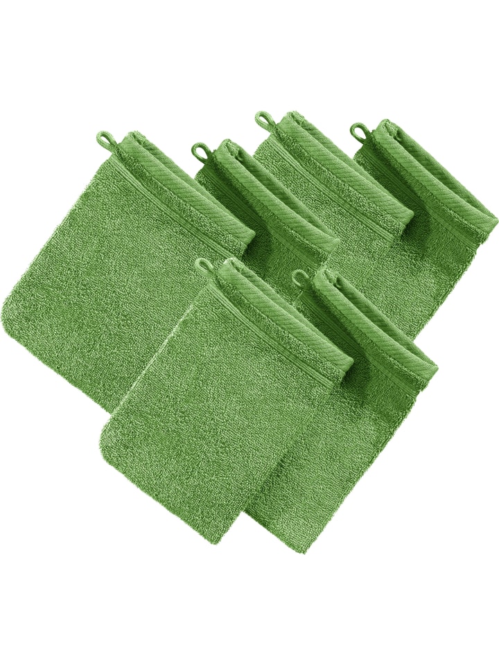 Frottier Waschhandschuh 6er-Pack Heidelberg in apfelgrün