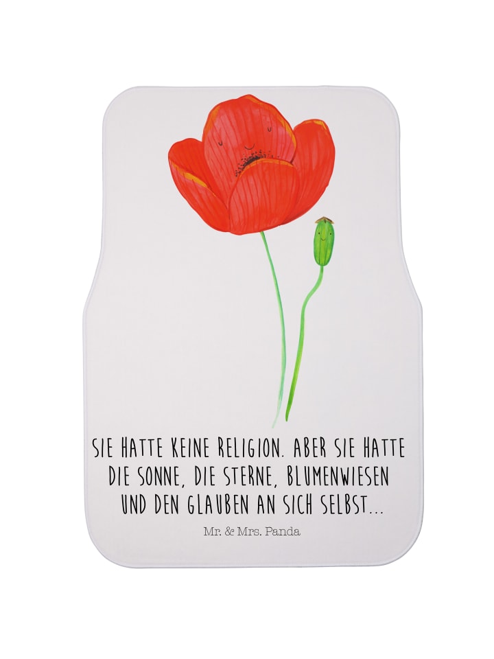 Automatte Blume Mohnblume mit Spruch in Weiß