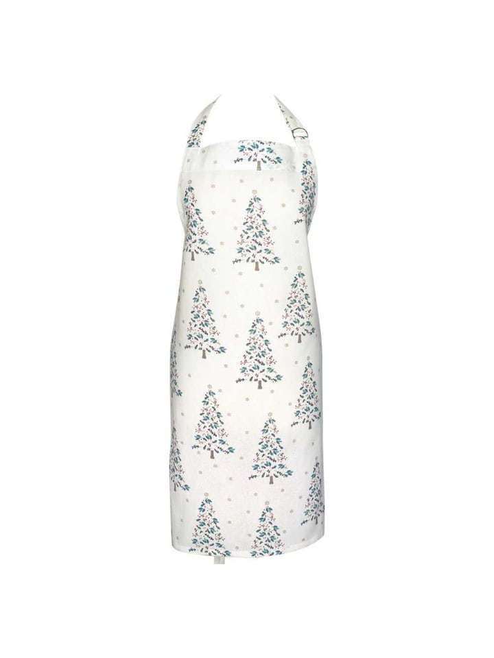 Schürze LUCIE XMAS Weiß mit Tannenbäumen