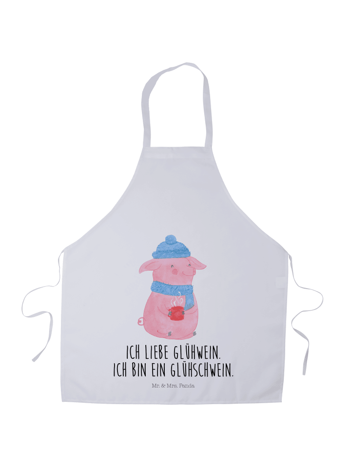 Schürze Schwein Glühwein mit Spruch in Weiß