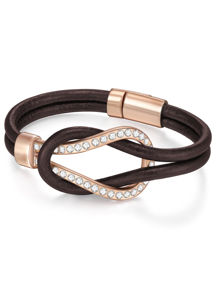 Armband aus Echtleder mit Glas in braun