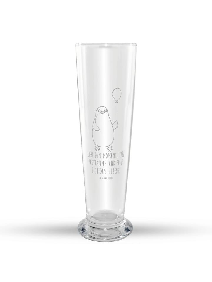 Bierglas Pinguin Luftballon mit Spruch in Transparent