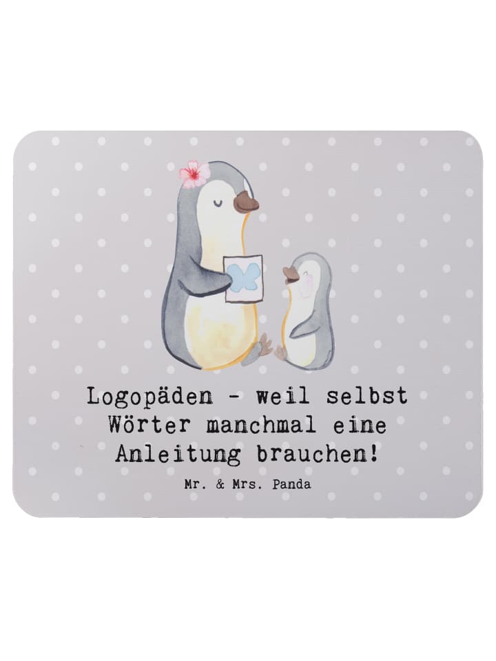 Mouse Pad Logopädin Helden mit Spruch in Grau Pastell