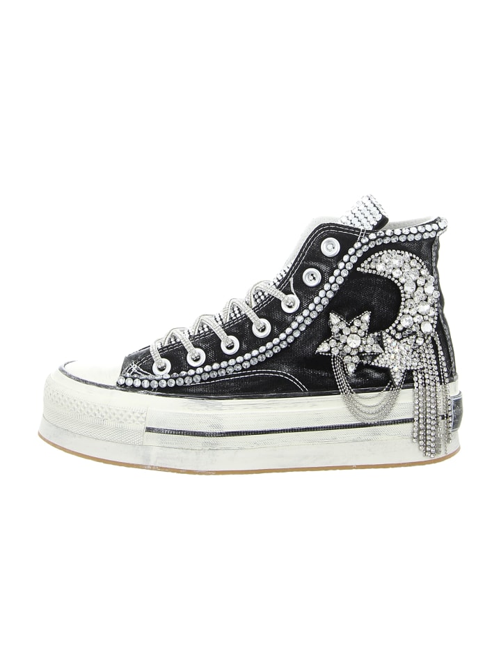 Plateau Schnürschuhe in Schwarz