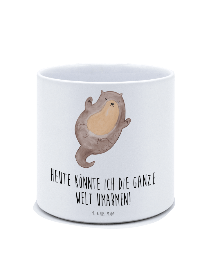 Pflanzkübel Groß Otter Umarmen mit Spruch in Weiß