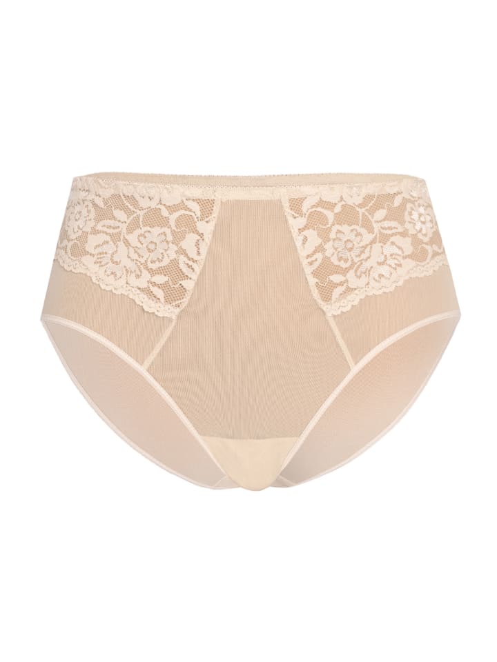Hohe Taille Slip mit floraler Spitze Vida in beige