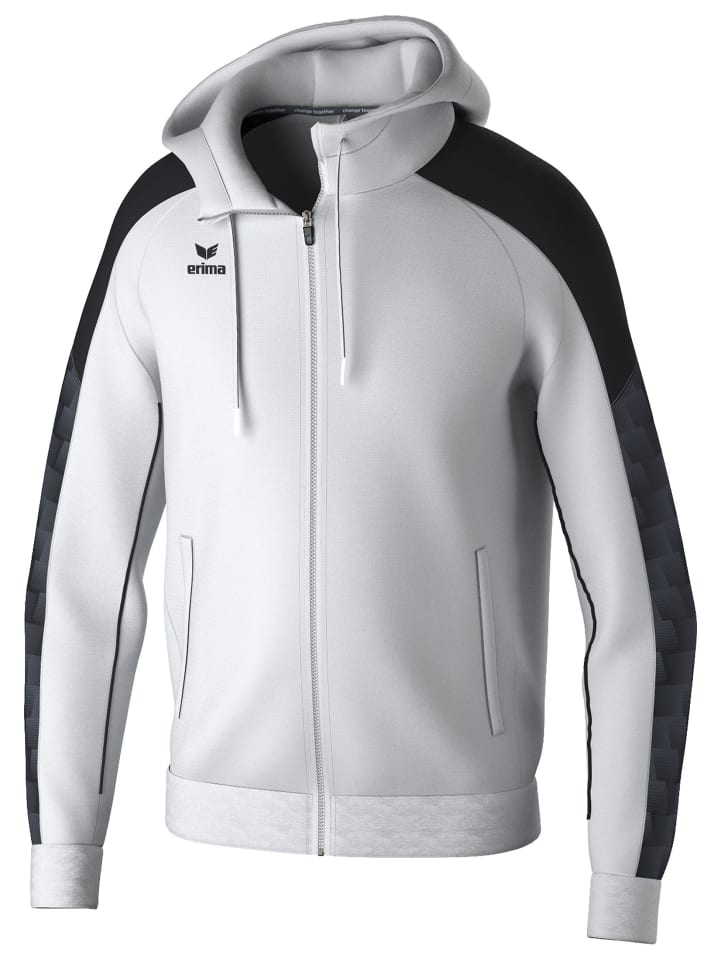 Herren Trainingsjacke Mit Kapuze in weiss/schwarz