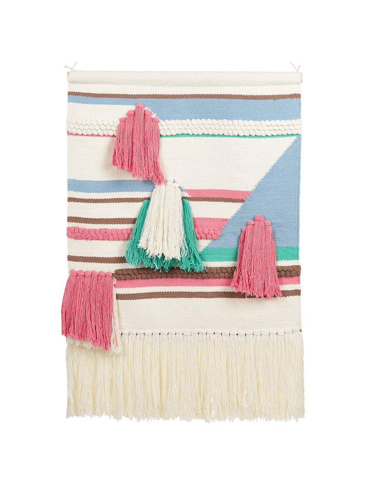 Wandbehang MOOLA in Beige/Rosa/Blau - (W) 60 x (H) 109 x (L) 1 cm Vertikal